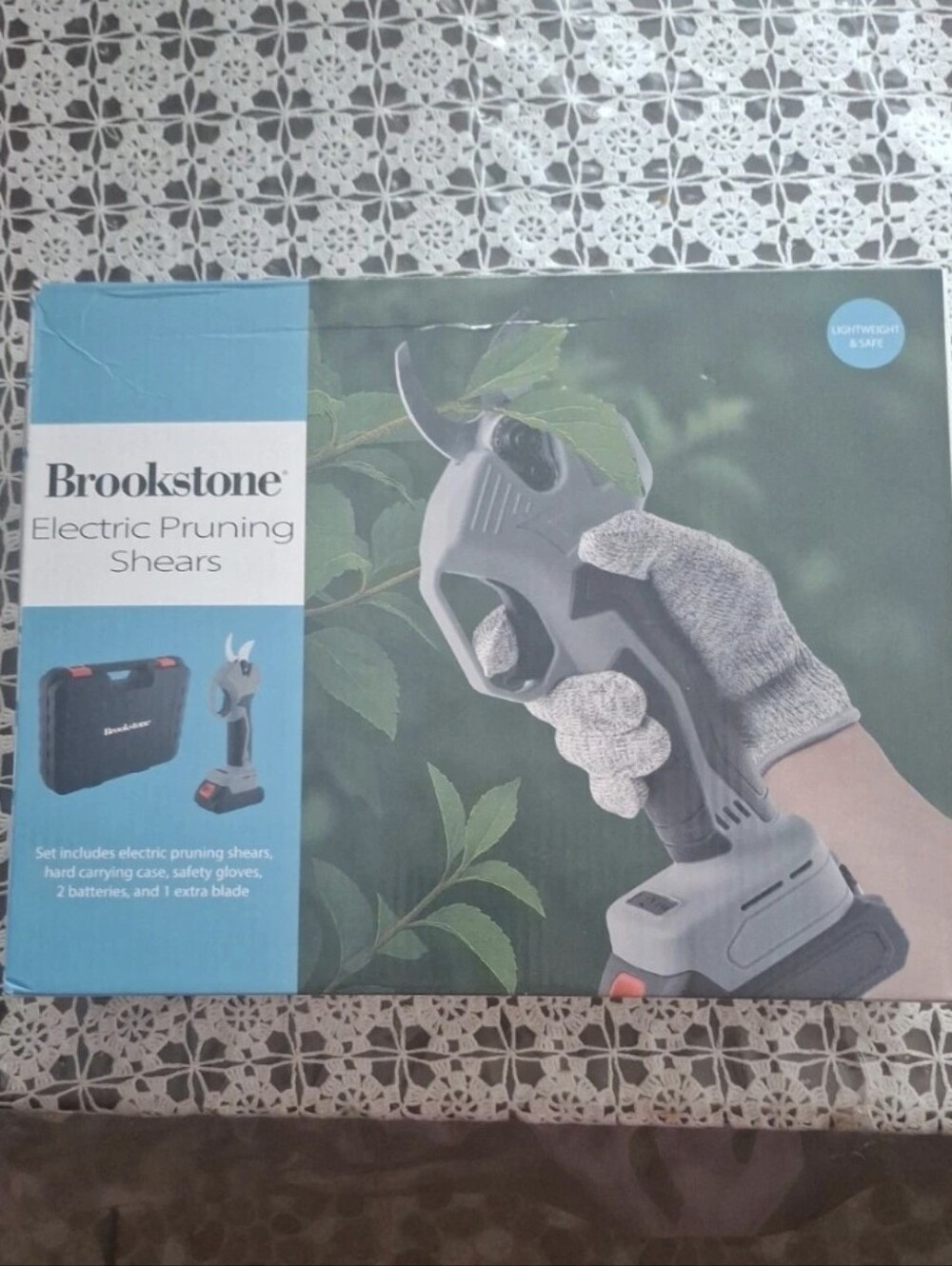 Brookstone Electric Pruning Shears - Gray, Black and Blue Accents